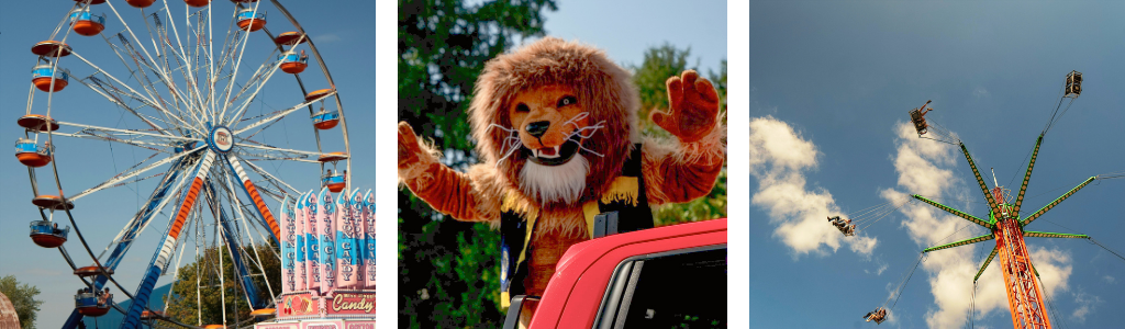 fair mascot and rides 