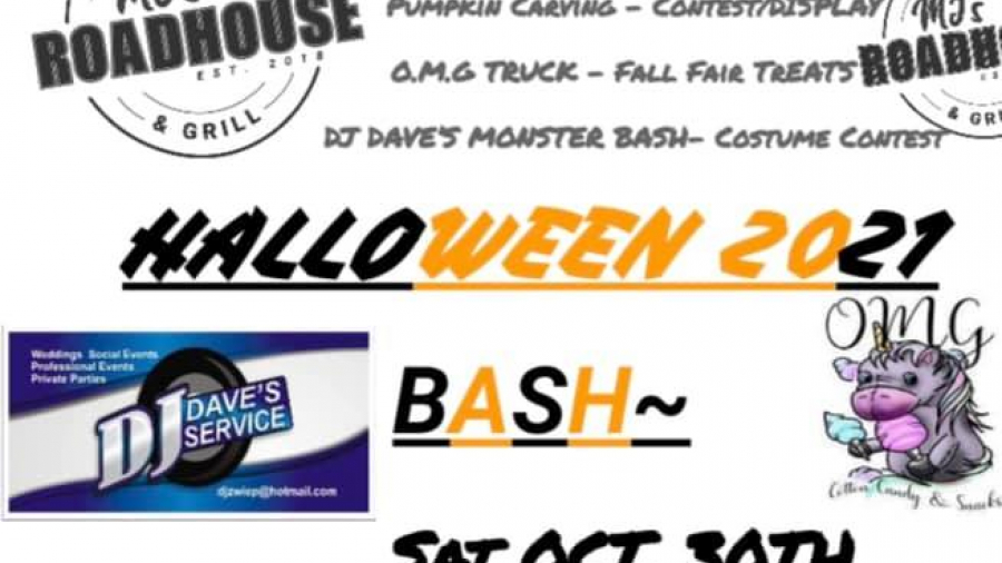 Mj's Roadhouse Halloween 2021 Bash poster 