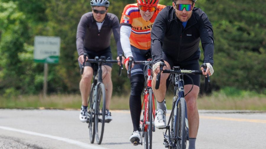 Promotional poster for the Forest City Cycling Challenge showing three cyclists riding on a rural road, with event details for June 7, 2026 at Boler Mountain in London, Ontario, including road and mountain biking routes.
