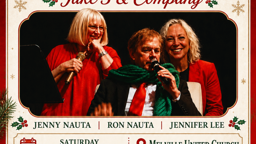 Take 3 & Company Christmas concert on November 28, 2026, at Melville United Church.