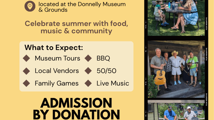 Poster for the Lucan Area Heritage Society’s Summer Heritage Festival featuring museum tours, food, vendors, games and live music.