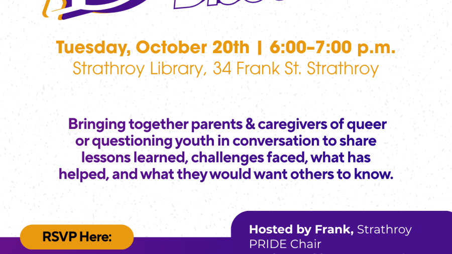 Supporting Your 2SLGBTQ+ Youth panel at Strathroy Library on October 20, from 6:00–7:00 p.m