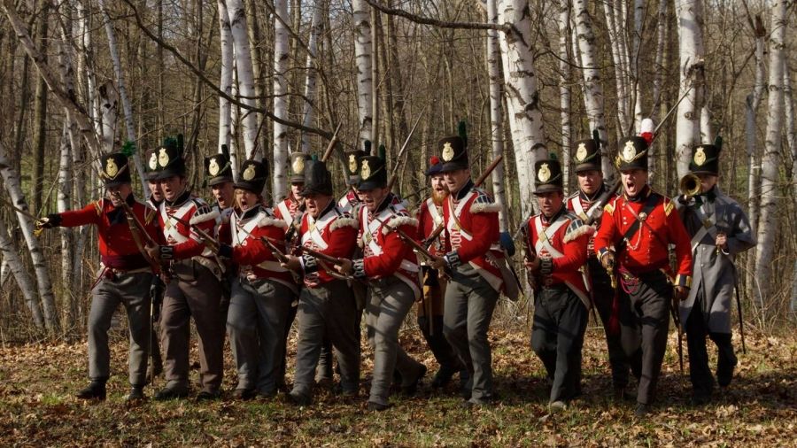 Reenactors participate in the Battle of Longwoods at Longwood Conservation Area