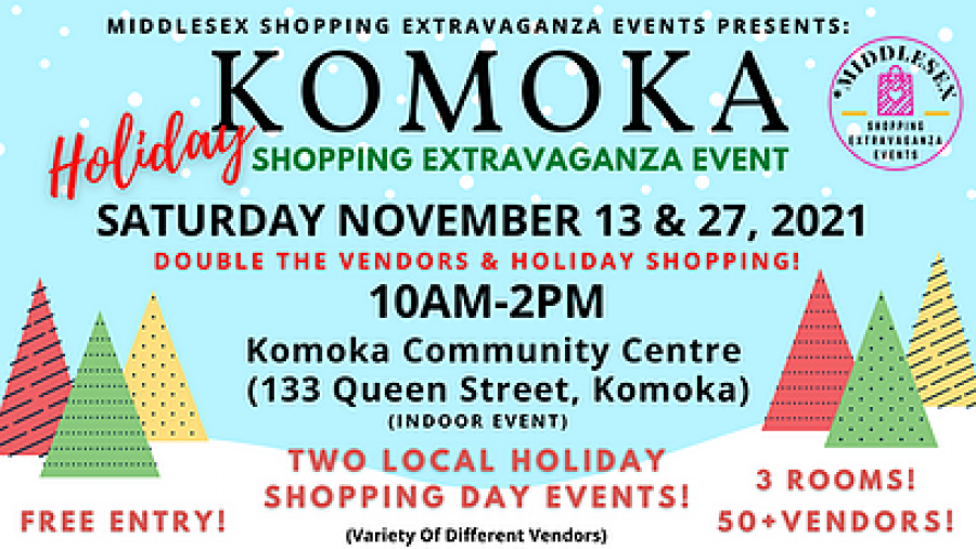Komoka holiday shopping extravaganza event information poster 