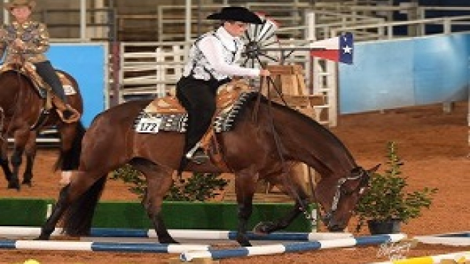 Person on a horse at a competition