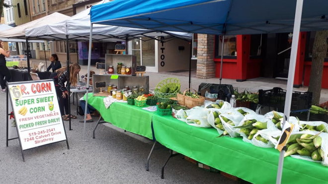 Variety of fresh produce on a stand 