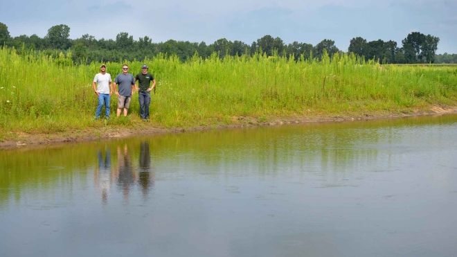 conservation authority men standing in a wetland area