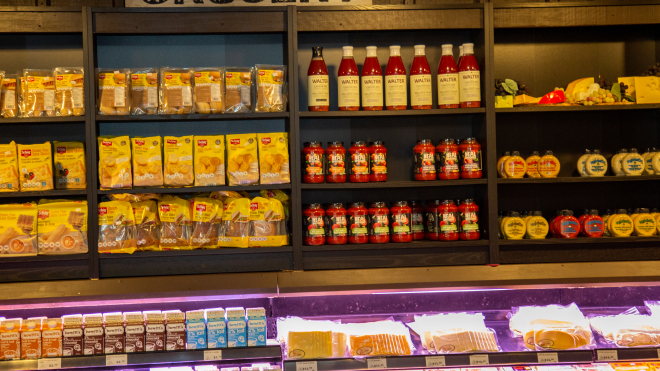 Shelves of local products