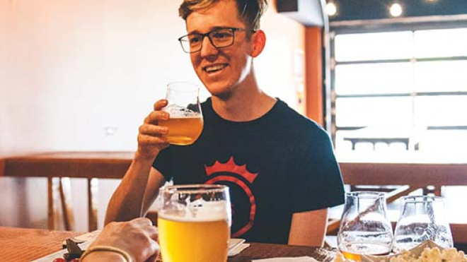 Couple having beer 