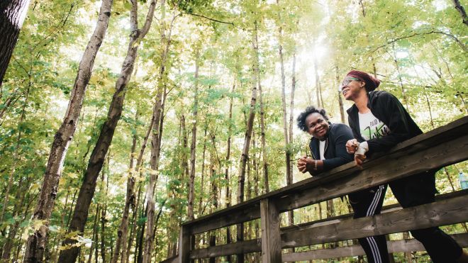 two women in the woods 