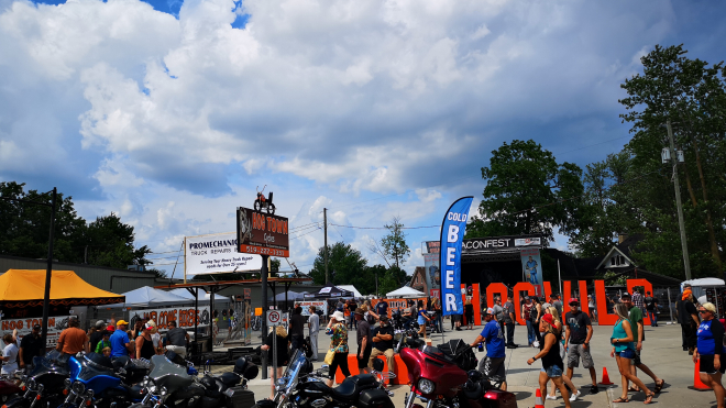 large gathering of people and motorcyles