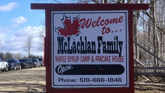 the sign outside McLachlan's syrup farm