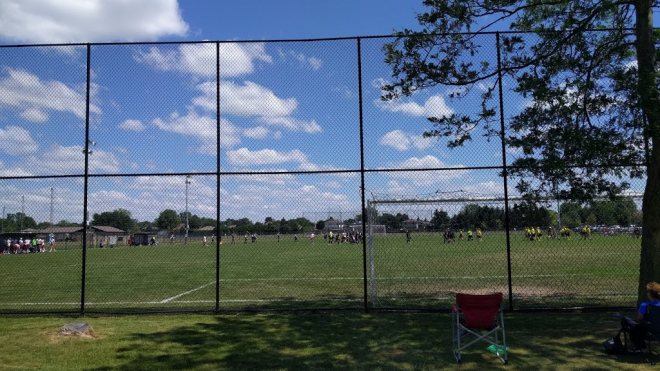 fence of a soccer field located at van dyk park 