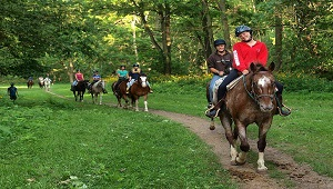 children riding horses at circle r ranch 