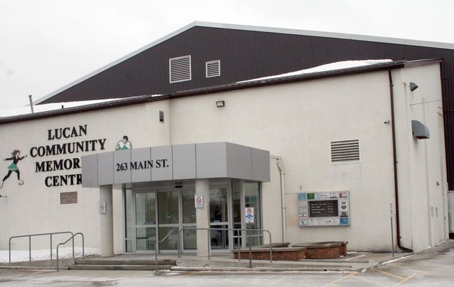 The front doors at Lucan Community Memorial centre