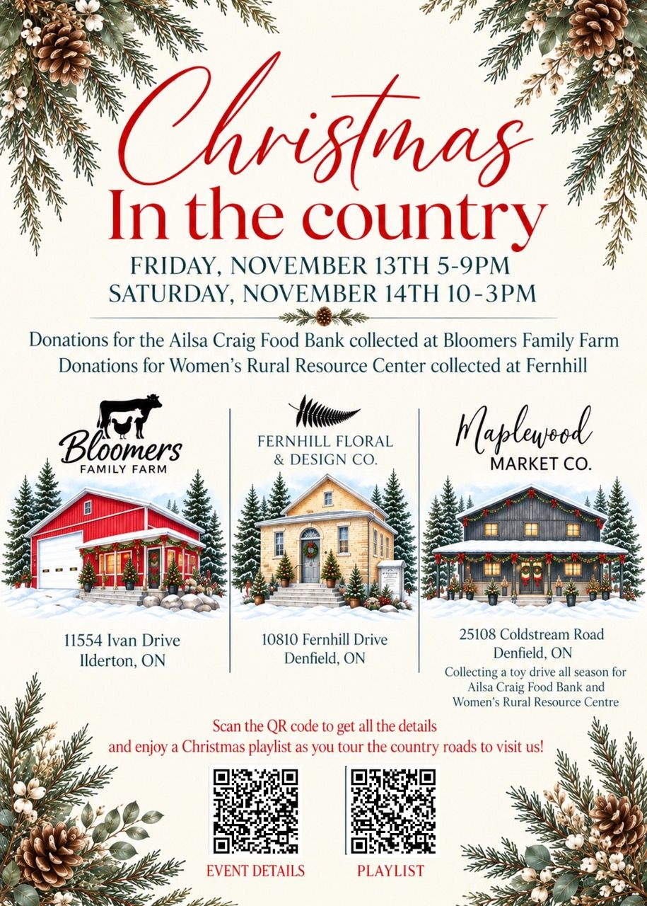 Christmas in the Country holiday shopping event on November 13 and 14 at three local businesses