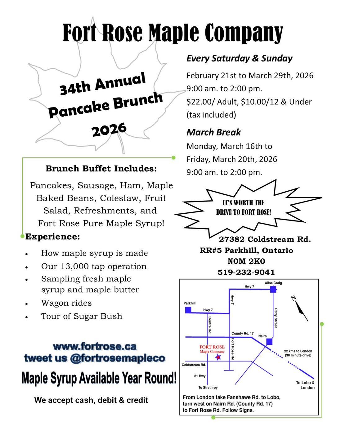 Fort Rose Maple Company 34th Annual Pancake Brunch 