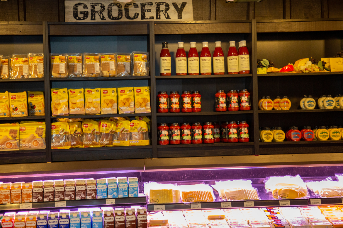 Shelves of local products