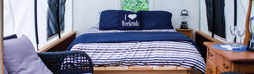 wagon bnb with bed and chair