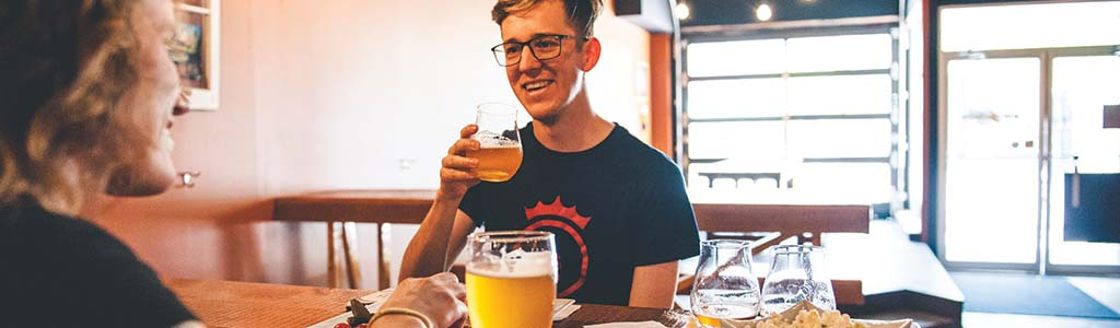 Couple having beer