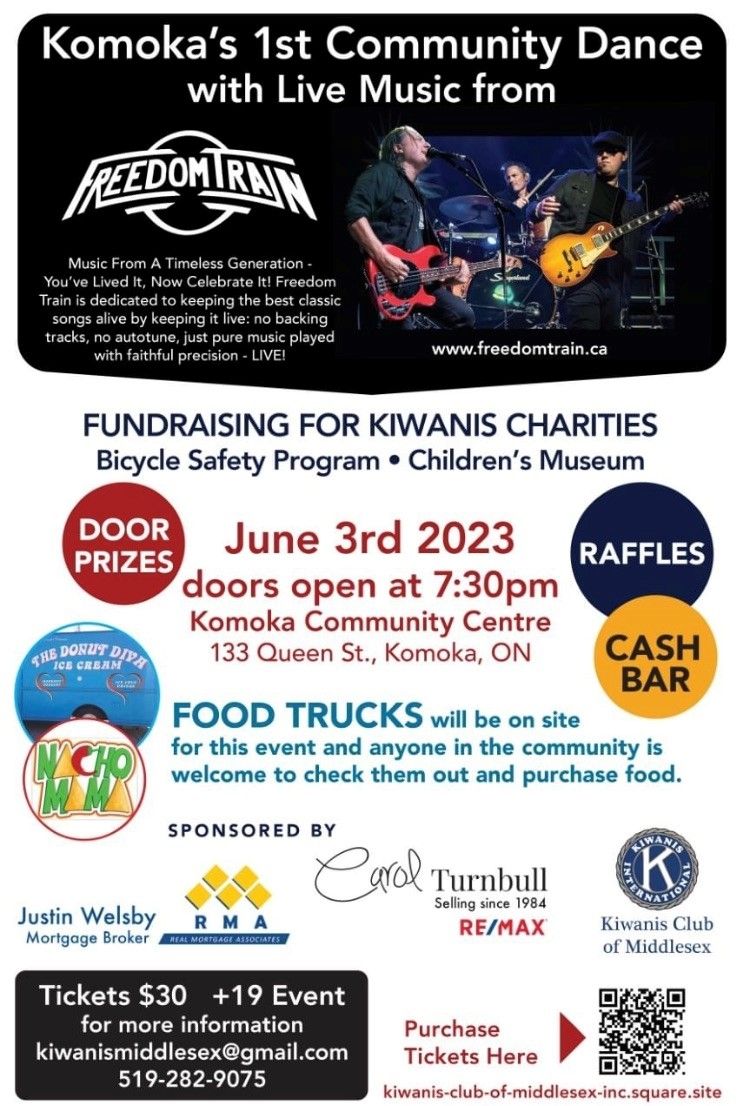 Fundraising for Kiwans Charities Poster for Freedom Train Concert