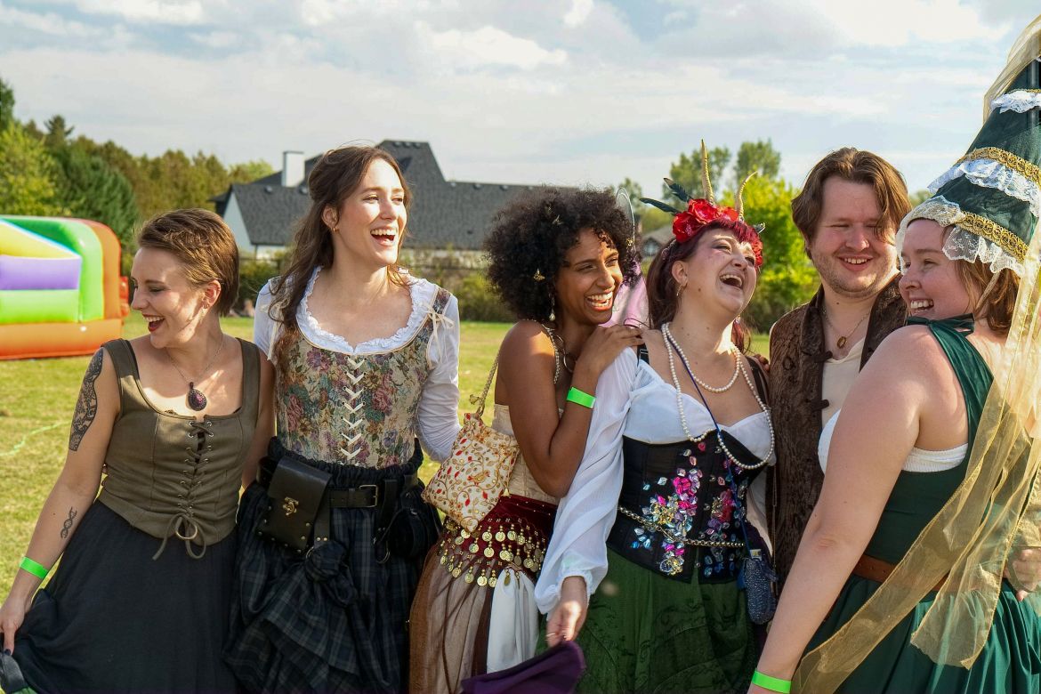 women dressed in fantasy costumes 