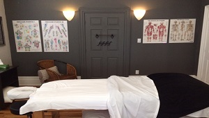 dorchester massage therapy bed in massage room