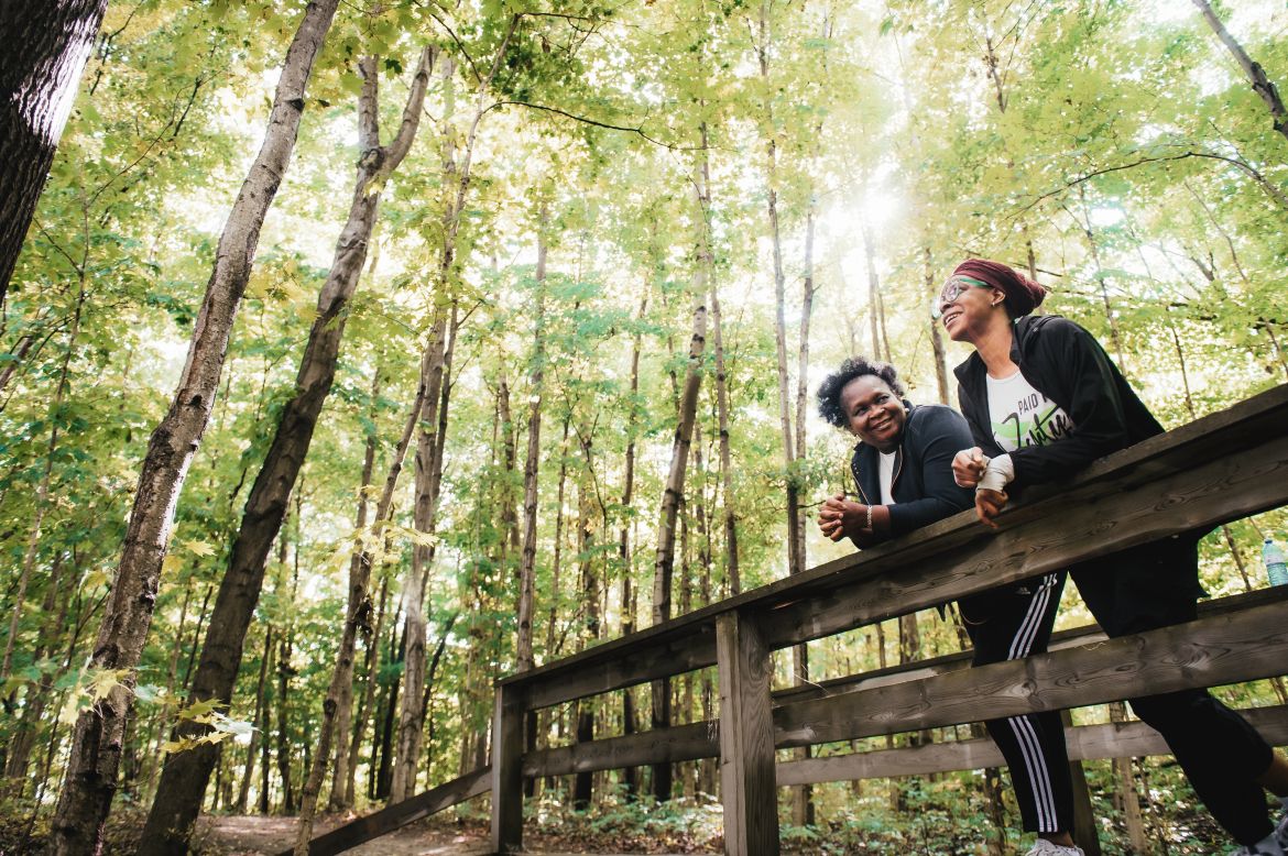 two women in the woods 