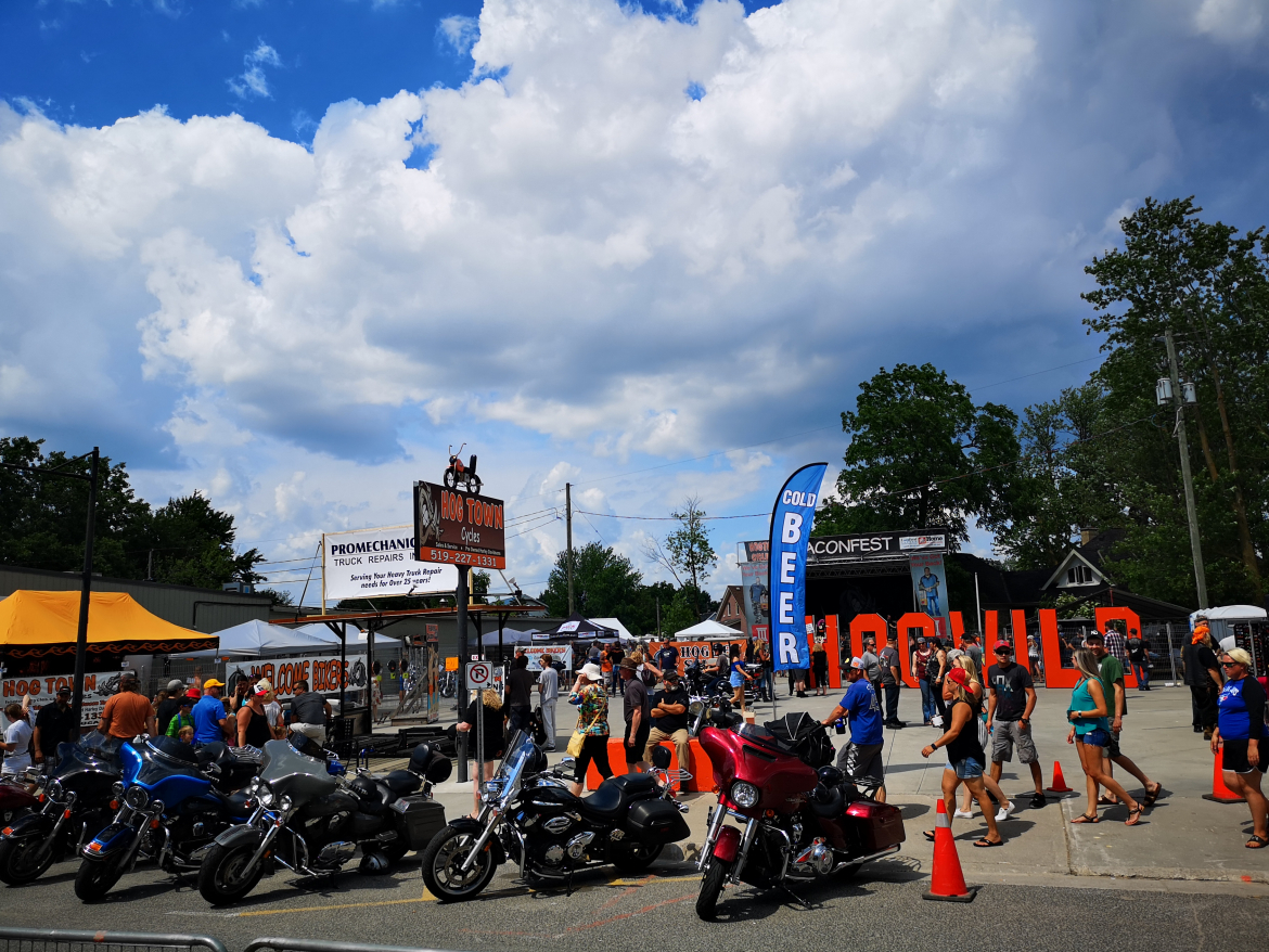 large gathering of people and motorcyles