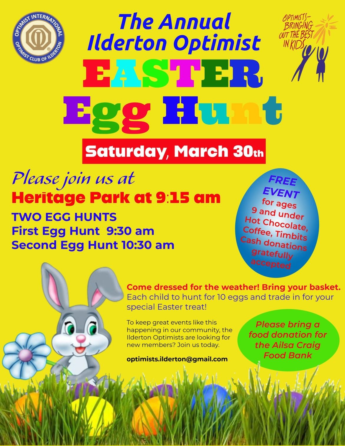 The annual Ilderton Optimist Easter Egg Hunt comes to Heritage Park March 30