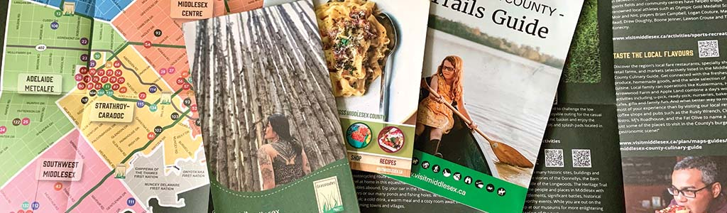 a spread of various Middlesex County maps and guides