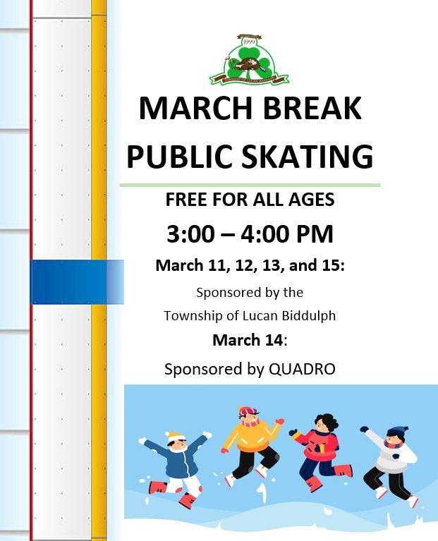 March Break free public skating in Lucan