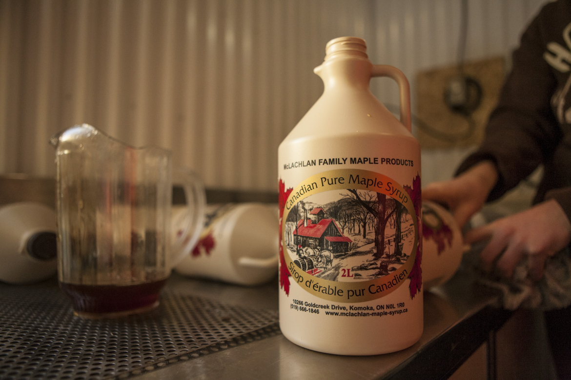 Jugs of Mclachlan Maple Syrup 