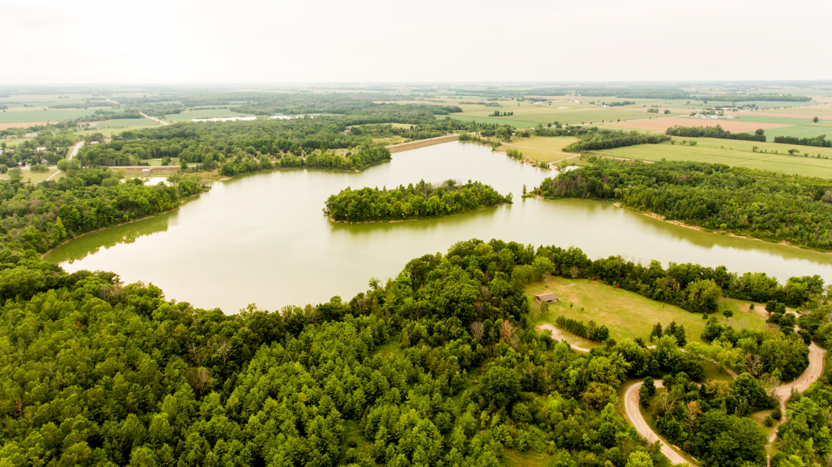 Aerial view of body of water