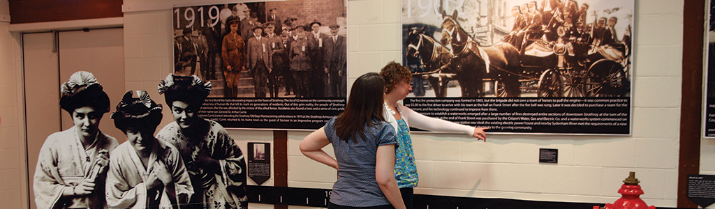 Two women at a museum