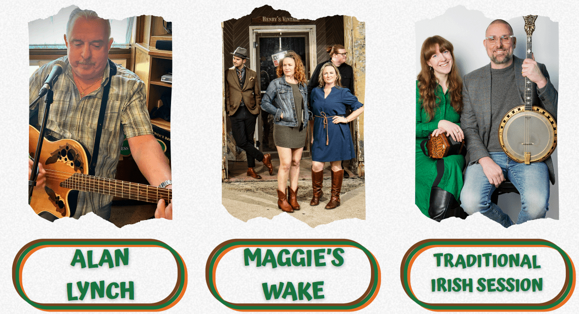 Poster for Strathroy Mini Irish Fest on Saturday, July 11, featuring performances by Alan Lynch, Maggie’s Wake and a Traditional Irish Session.