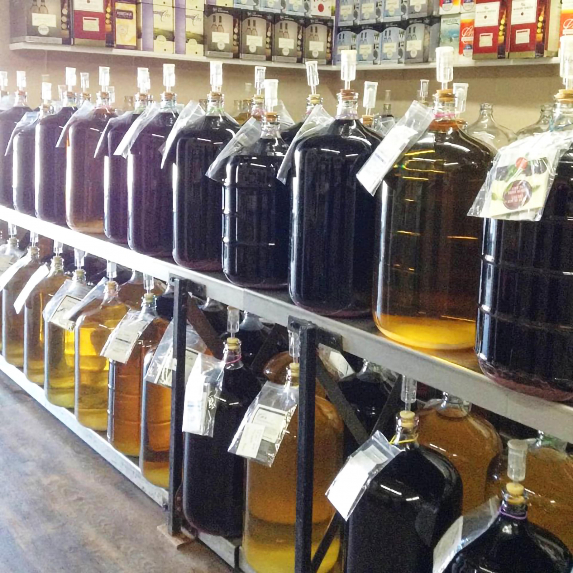 variety of wines fermenting