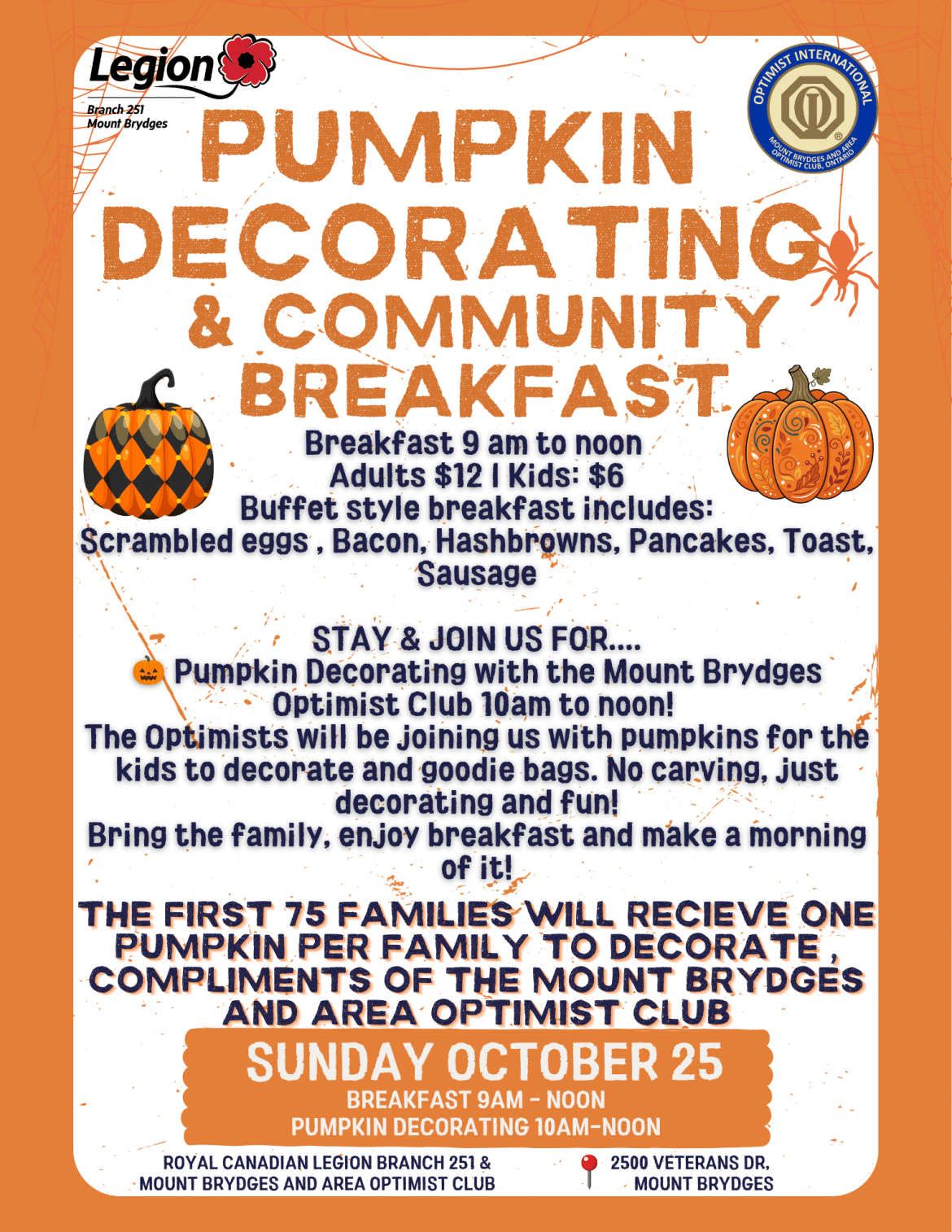Pumpkin Decorating & Community Breakfast in Mount Brydges, Ontario 