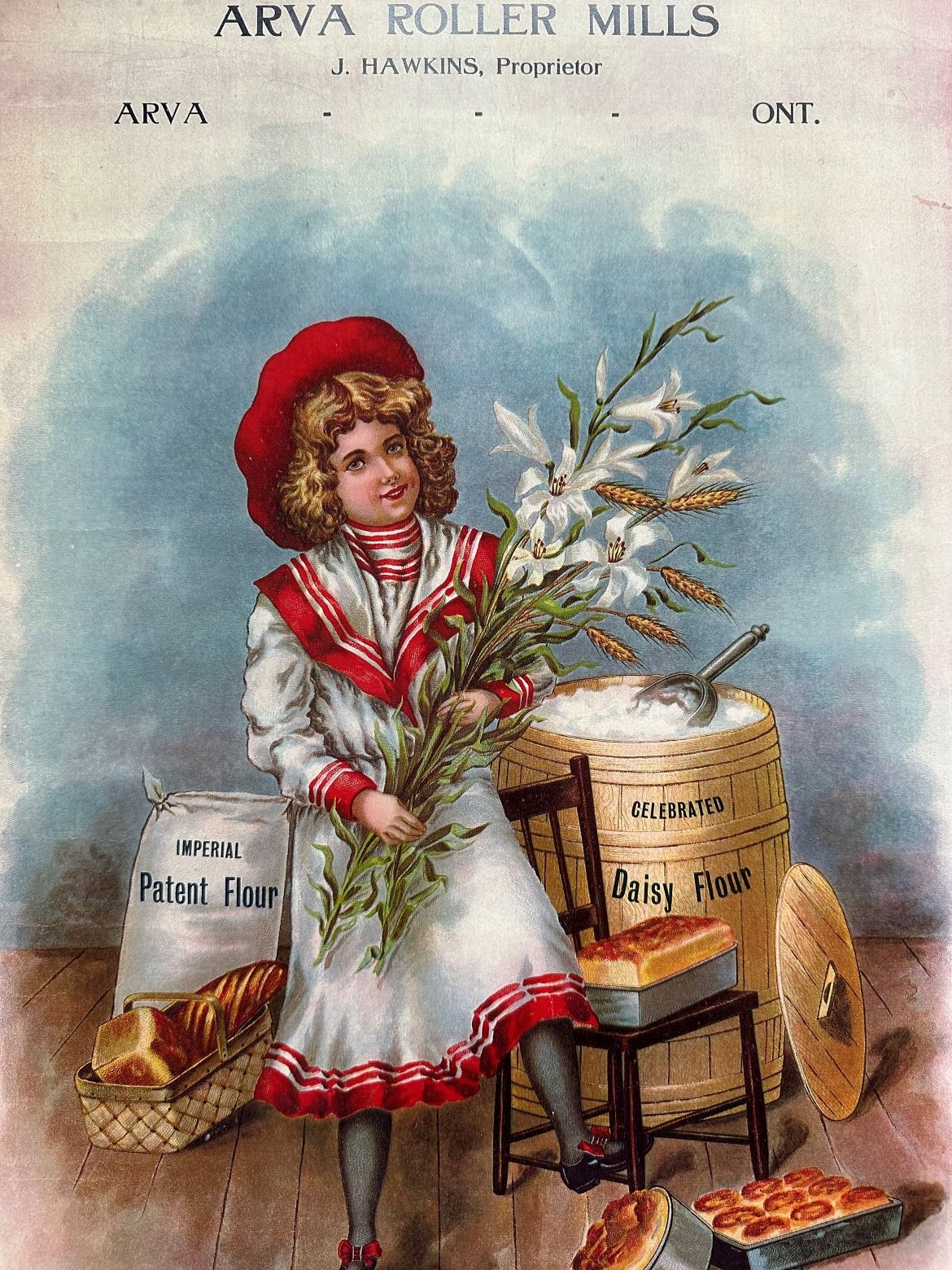 Girl holding wheat with flour