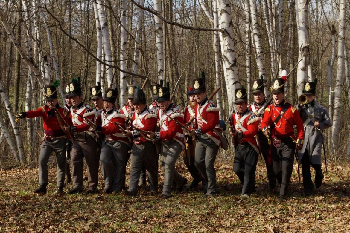 Reenactors participate in the Battle of Longwoods at Longwood Conservation Area