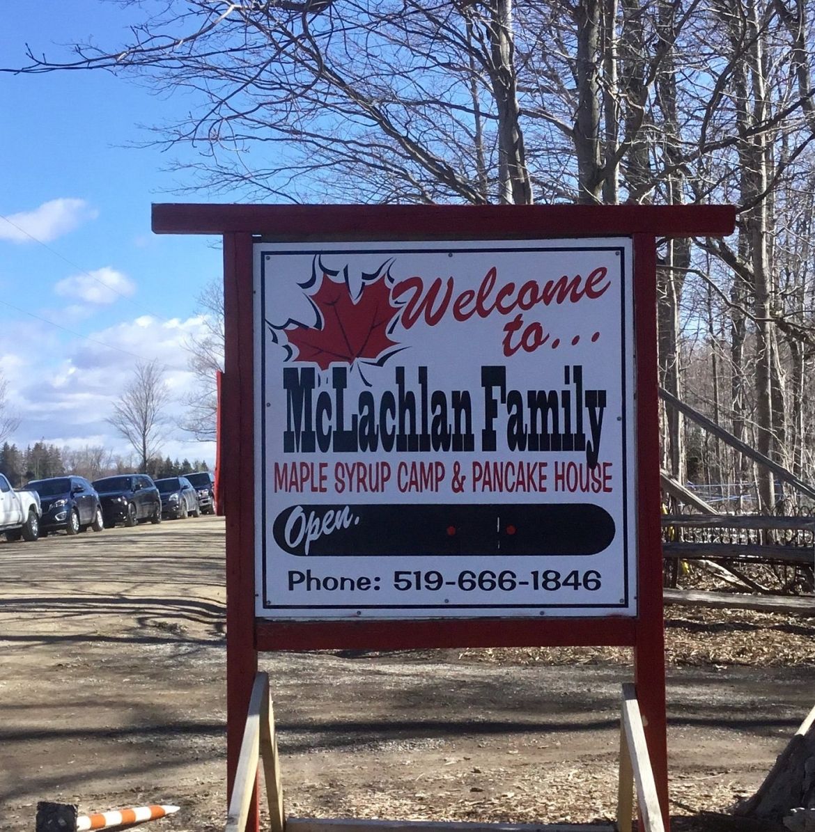 the sign outside McLachlan's syrup farm