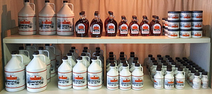 Bottles of maple syrup